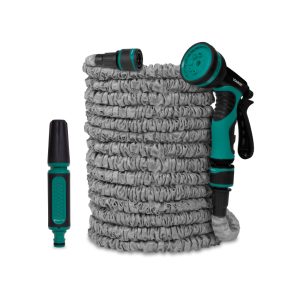 Flexible garden hose 30m | Incl. wall bracket, spray nozzle and multi-spray